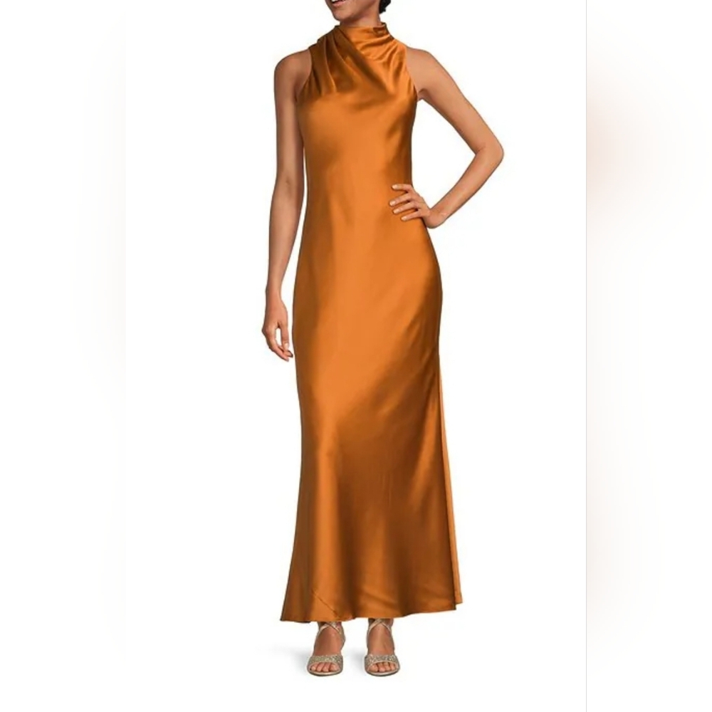 Alex Marie Bronze Satin Maxi Dress